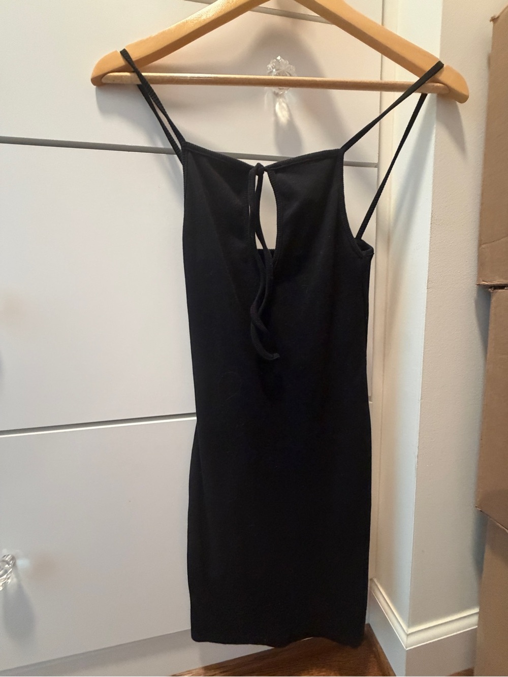 Zara Black Spaghetti-Strap Mini Dress with Tie-Back